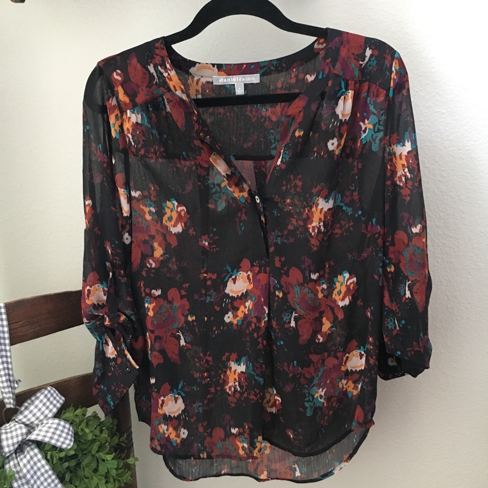 Daniel Rainn Fall Floral Blouse Size M